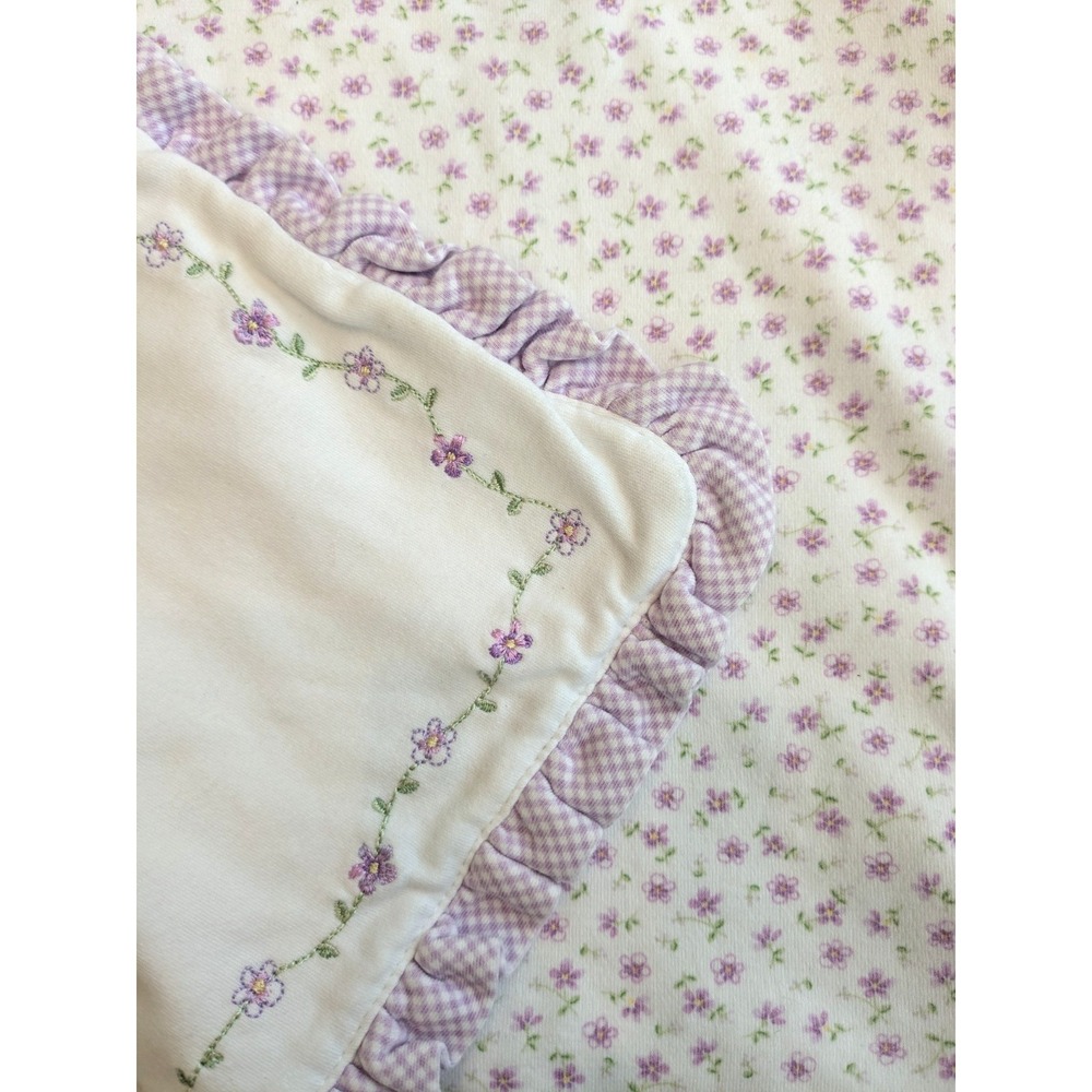 Vintage Carter's Bunches Of Love Purple Violet Flower Baby Swaddle Crib Blanket